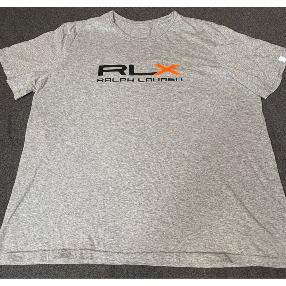 RLX Ralph Lauren Mens Heather Grey Graphic Logo Short Sleeve T-Shirt XL